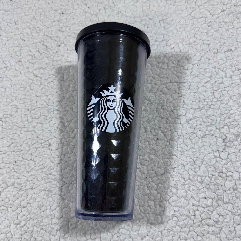 Starbucks Black Large Diamond Studded Cold Cup Tumbler 2016 24 oz Venti - Picture 2 of 5